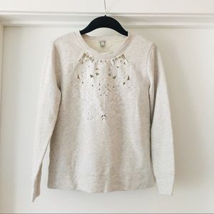 🚫SOLD🚫J. Crew heathered white cut-out pullover